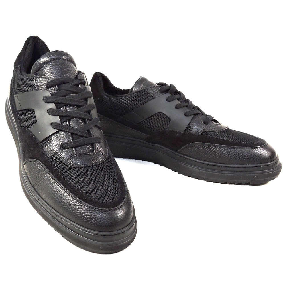 PRINCIPE DI BOLOGNA 🇮🇹 MEN'S BLACK LEATHER & SUEDE COMFORT WINTER SNEAKERS